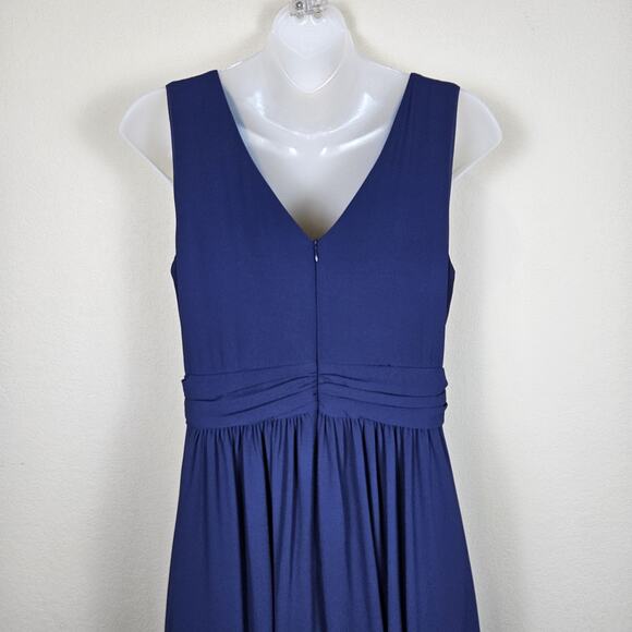 Lulus Heavenly Hues Gown Formal Dress Navy Blue Goddess V-Neck Maxi Chiffon M - Picture 10 of 16